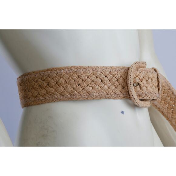 Lauren Ralph Lauren Belt L Woven Raffia Straw Wide Braided Tan Beige Summer Boho main image 7